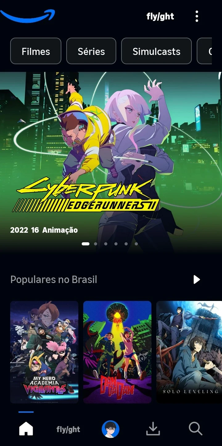 Tela inicial do app Berry com Cyberpunk: Mercenários e títulos populares